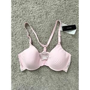 Natori Lush Front Close Contour Underwire Bra Lace Peony Pink 34 C NWT
